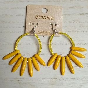 😻 3 For $15 Yellow Seed Beaded Spikey Dangles